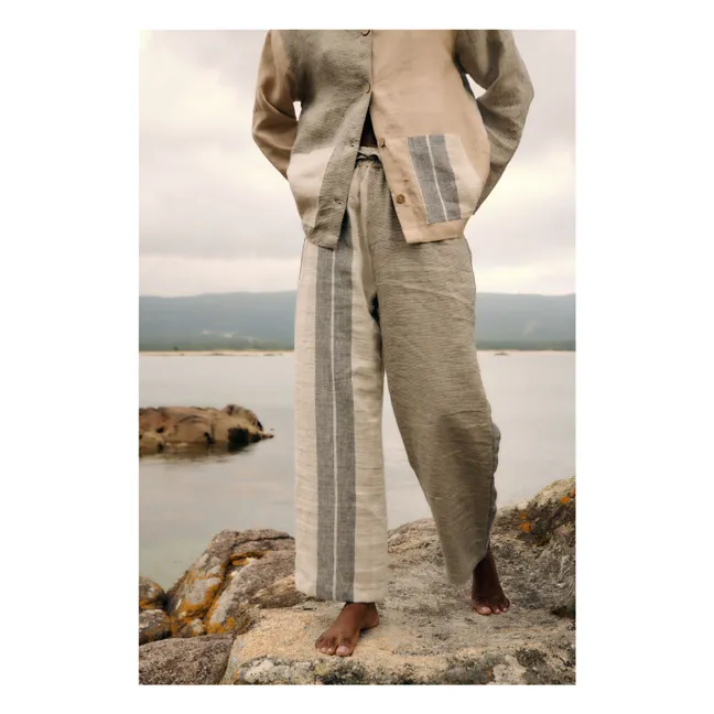 Hose Topanga Gestreift Leinen | Grau