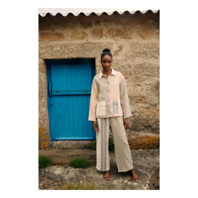 Hose Topanga Gestreift Leinen | Grau