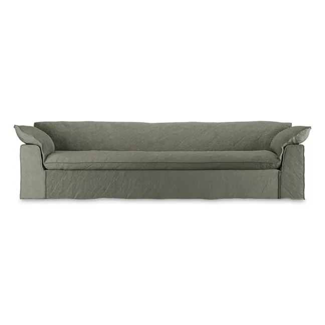 Divano Nomad 4 posti in lino | Verde militare