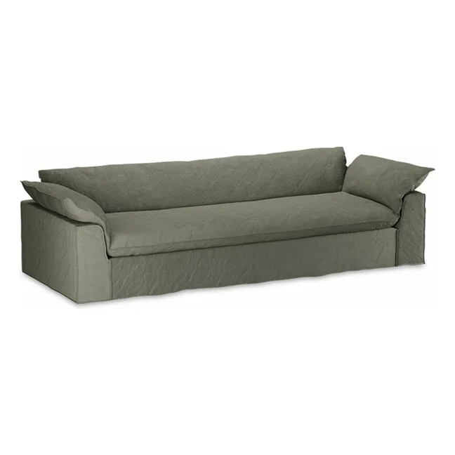 Divano Nomad 4 posti in lino | Verde militare