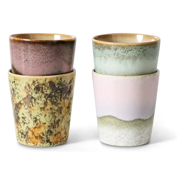 Tazas de café de gres - Juego de 4 | Rosa