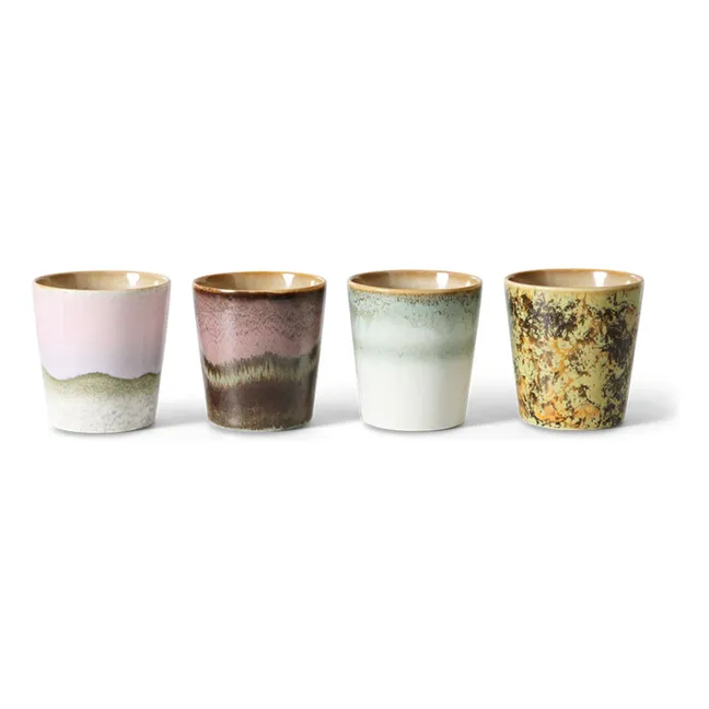 Tasses à café en grès - Set de 4 | Rose