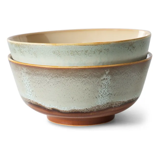 Stoneware bowls - Set of 2 | Light Blue