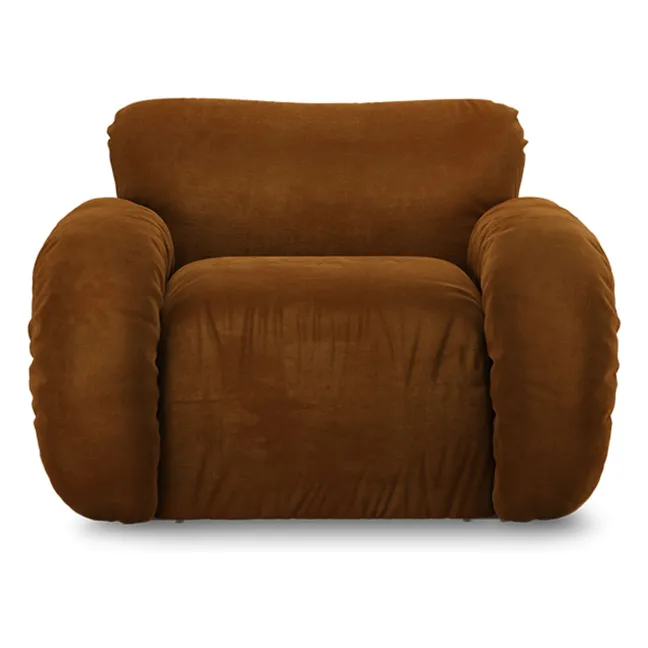 Arc velvet lounge chair | Caramel