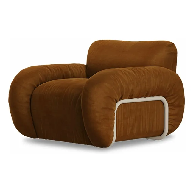 Arc velvet lounge chair | Caramel
