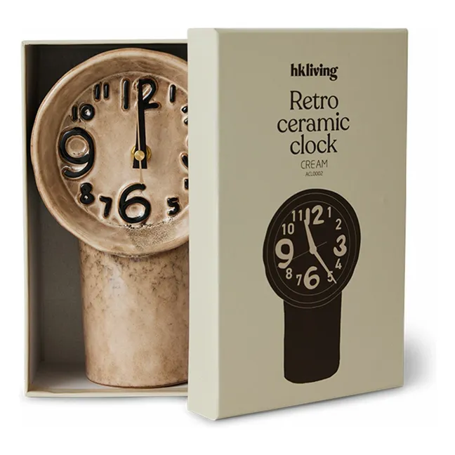 Horloge en céramique Retro | Crème