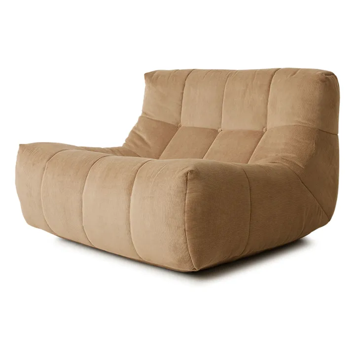 Fauteuil lounge en velours côtelé Lazy | Marron clair - Image produit n°4