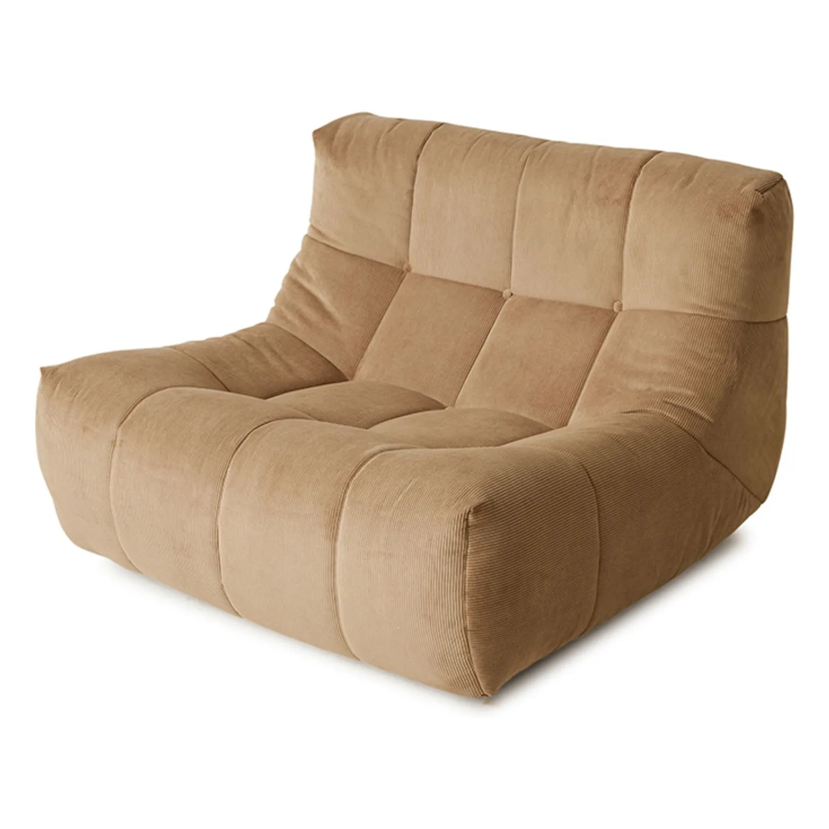 Fauteuil lounge en velours côtelé Lazy | Marron clair - Image produit n°0