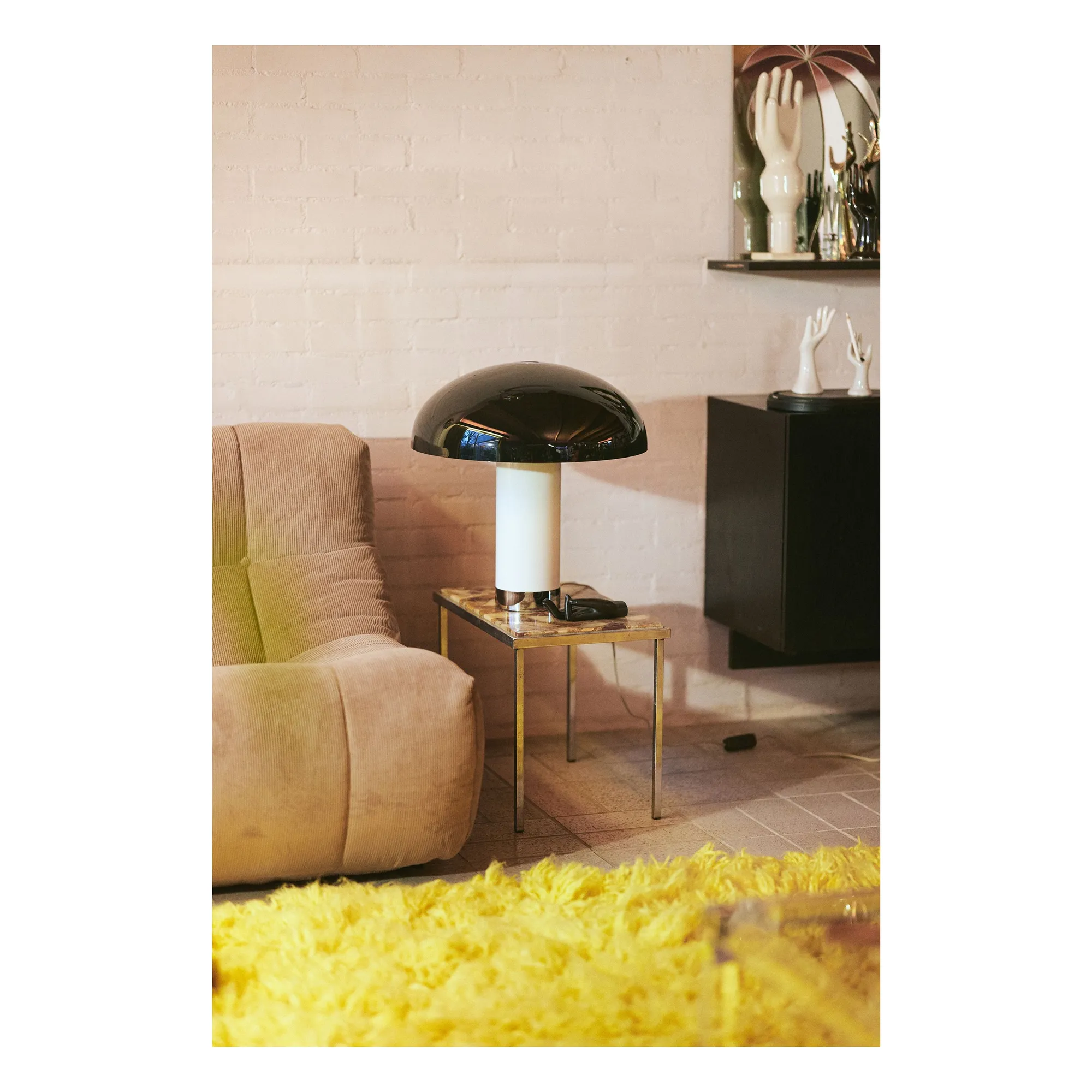 Fauteuil lounge en velours côtelé Lazy | Marron clair - Image produit n°1