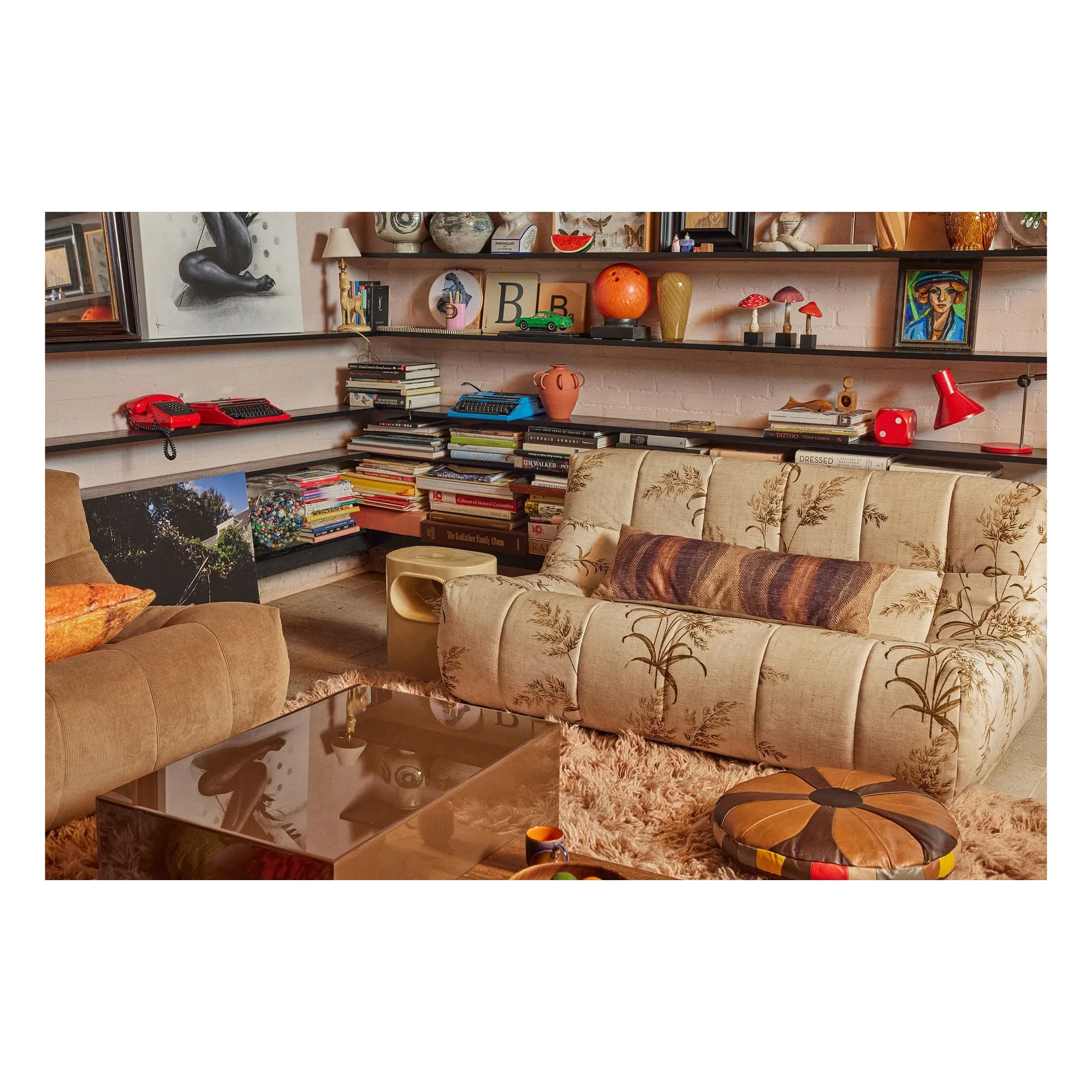 Fauteuil lounge en velours côtelé Lazy | Marron clair - Image produit n°5