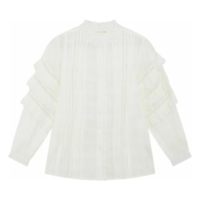 Blusa cubana Schiffli Omara | Blanco