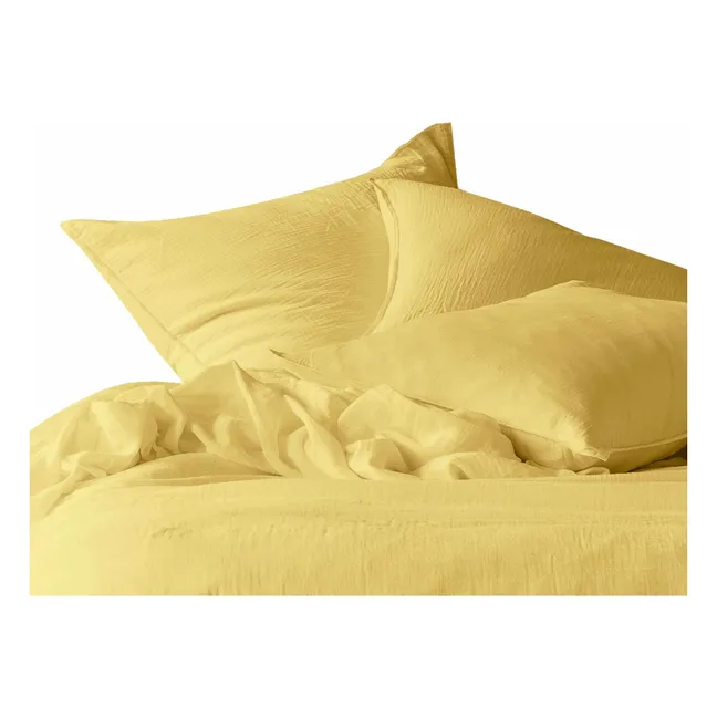 Funda de almohada Dili de gasa de algodón | Amarillo Paja