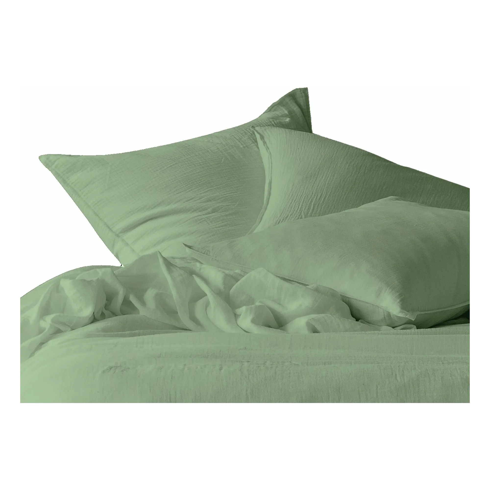 Haomy Almond Green Dili Pillowcase In Cotton Voile