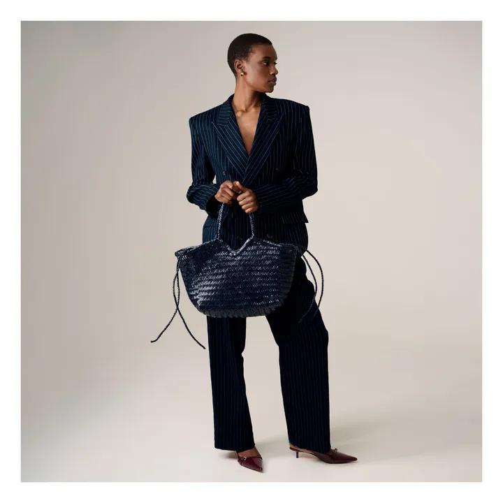 Cabas Neruda Cuir | Bleu marine- Image produit n°1