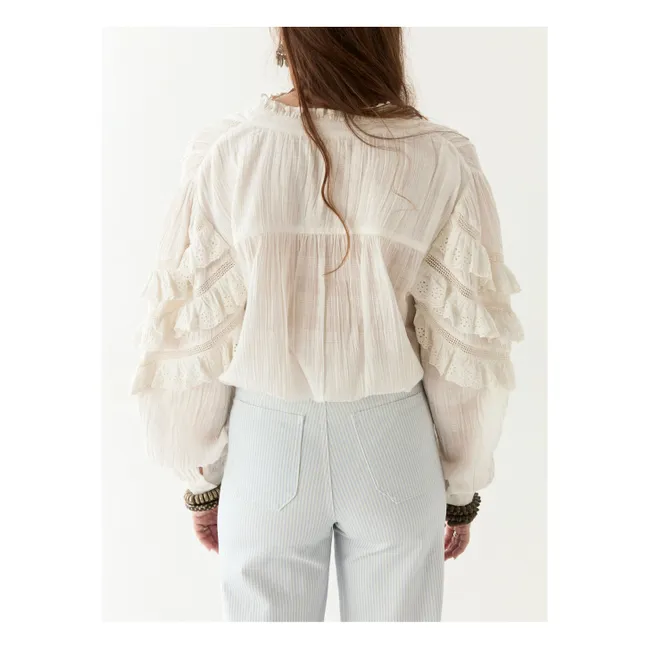 Blusa cubana Schiffli Omara | Blanco