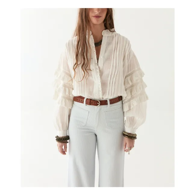 Blusa cubana Schiffli Omara | Blanco