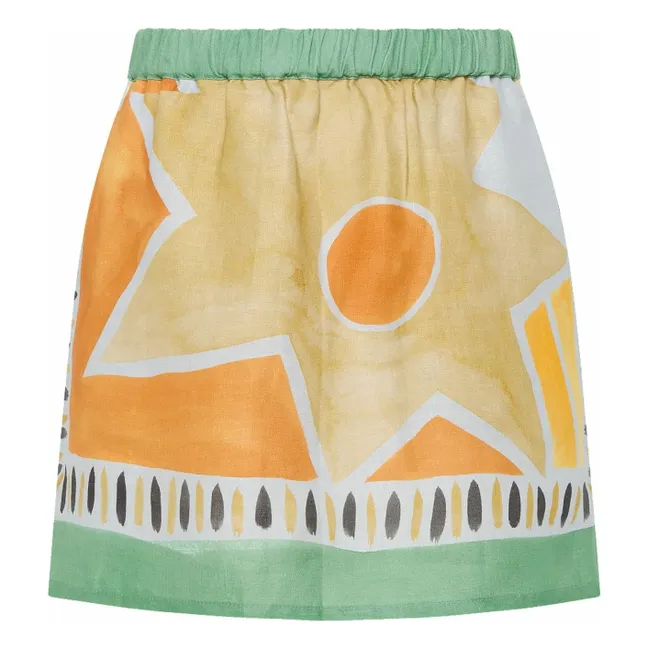 Falda Connie Aster Lino | Verde agua