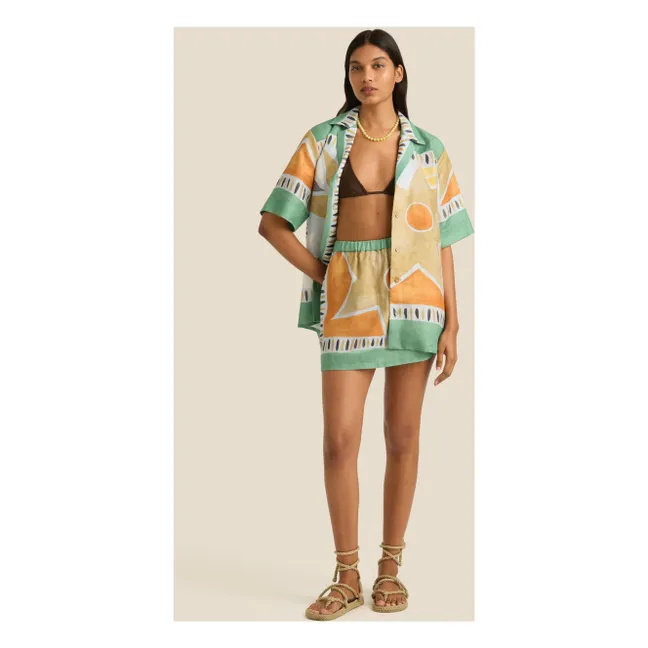 Falda Connie Aster Lino | Verde agua