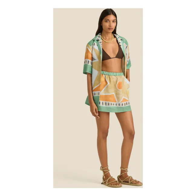 Falda Connie Aster Lino | Verde agua