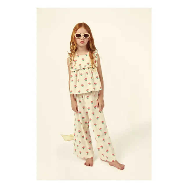 Top a fiori Coraline in cotone biologico | Ecru