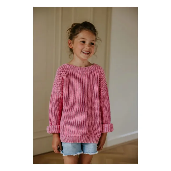 Jersey grueso de algodón orgánico | Rosa Bombón