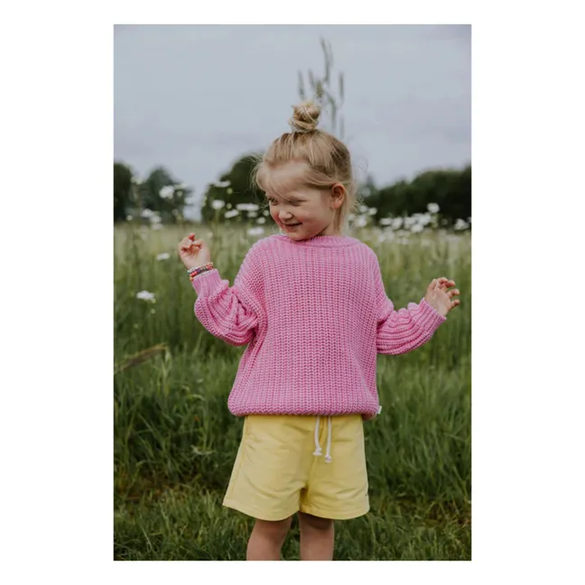 Maglione a maglia grossa in cotone biologico | Rosa confetto