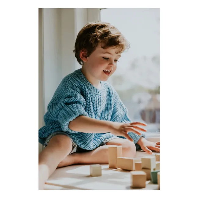 Organic Cotton Chunky Sweater | Light blue