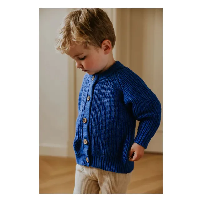 Raglan-Strickjacke aus Bio-Baumwolle | Elektrisches Blau
