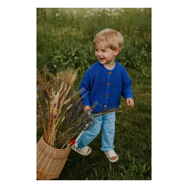 Raglan-Strickjacke aus Bio-Baumwolle | Elektrisches Blau