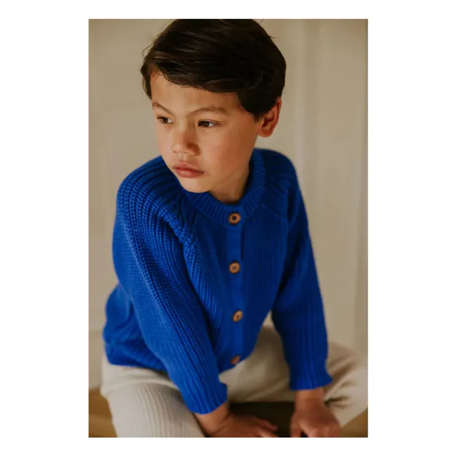 Raglan-Strickjacke aus Bio-Baumwolle | Elektrisches Blau