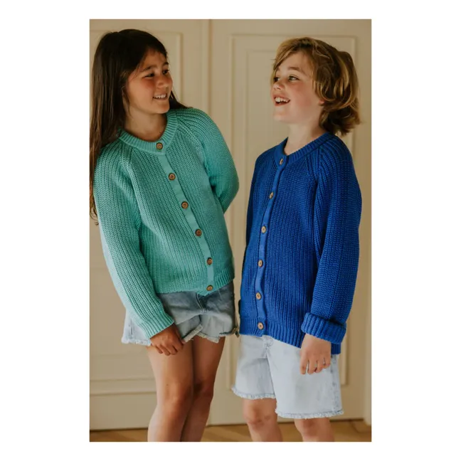 Raglan-Strickjacke aus Bio-Baumwolle | Türkis