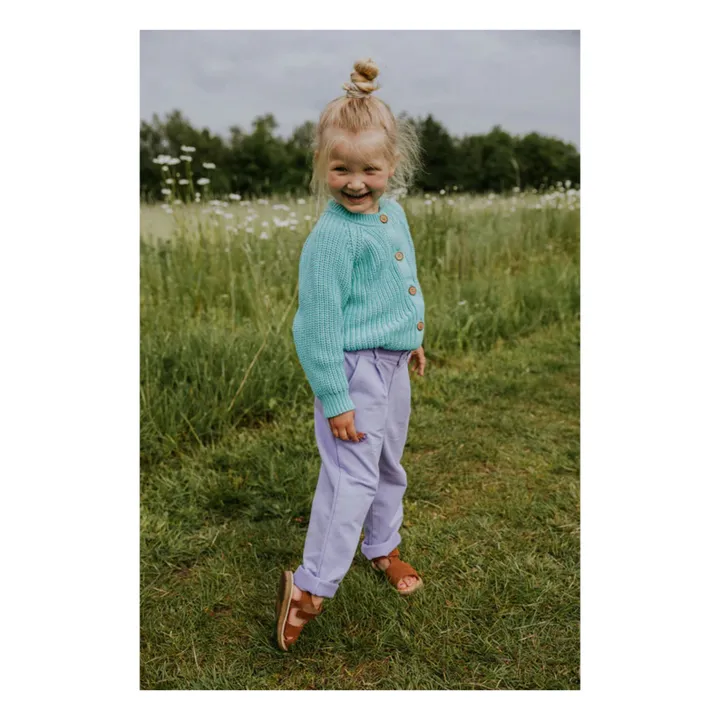 Organic Cotton Raglan Cardigan | Turquoise- Product image n°2