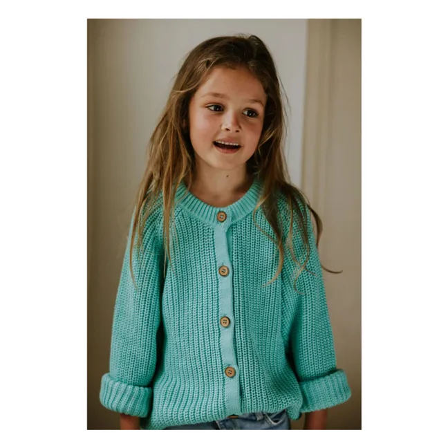Raglan-Strickjacke aus Bio-Baumwolle | Türkis