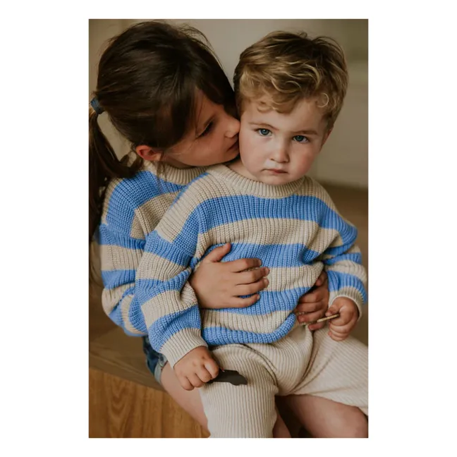 Pull Stripes Coton Bio | Bleu ciel