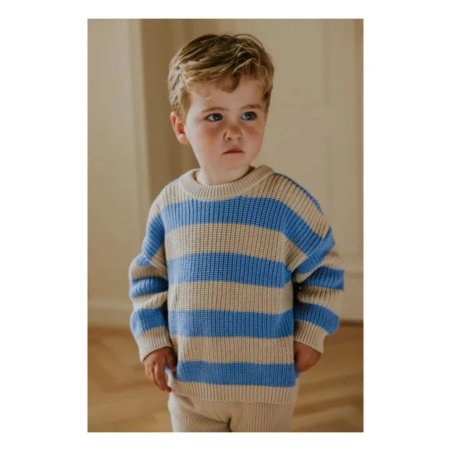 Pull Stripes Coton Bio | Bleu ciel