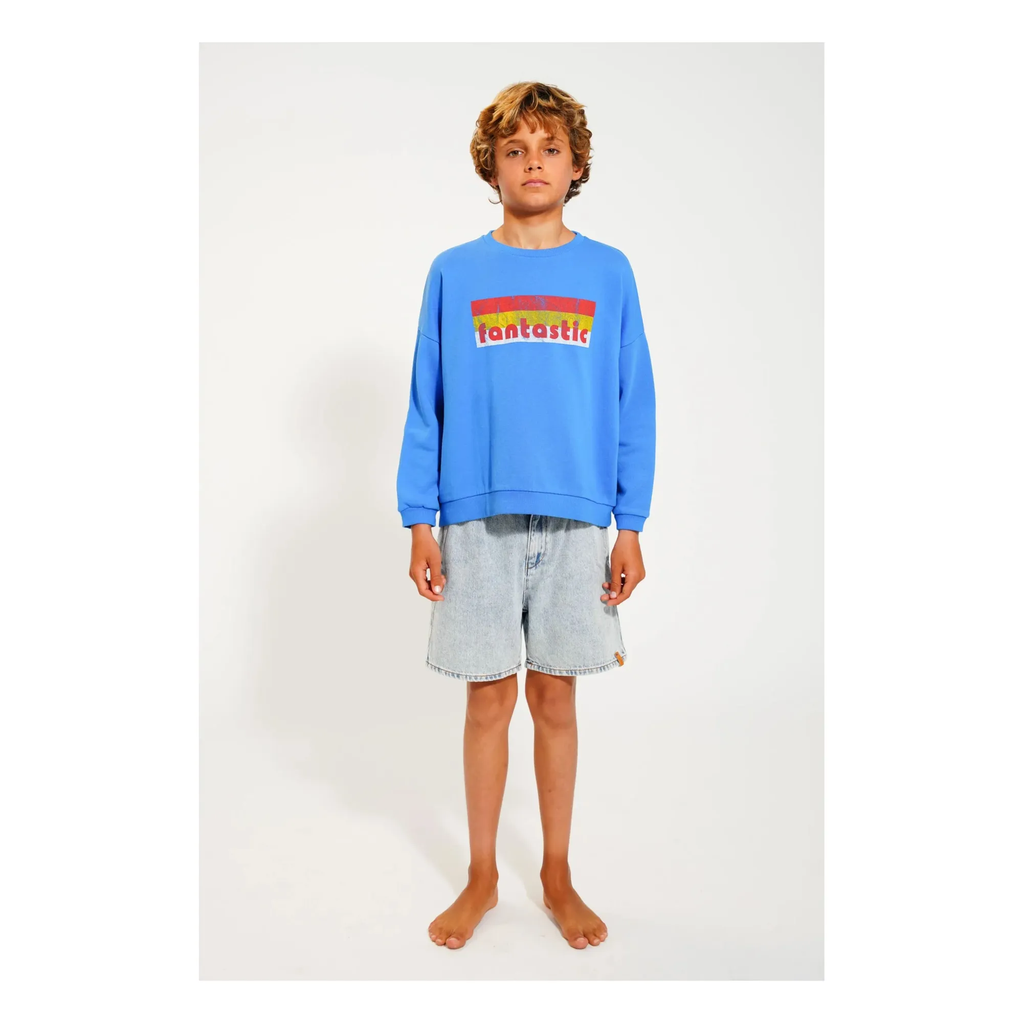 Fantastic organic cotton sweatshirt | Blue- Product image n°1