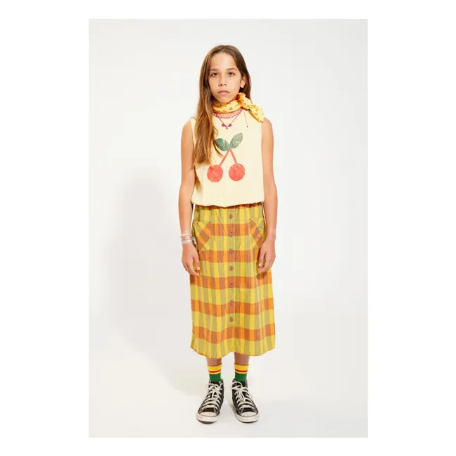 Jupe Carreaux Coton Bio | Jaune moutarde
