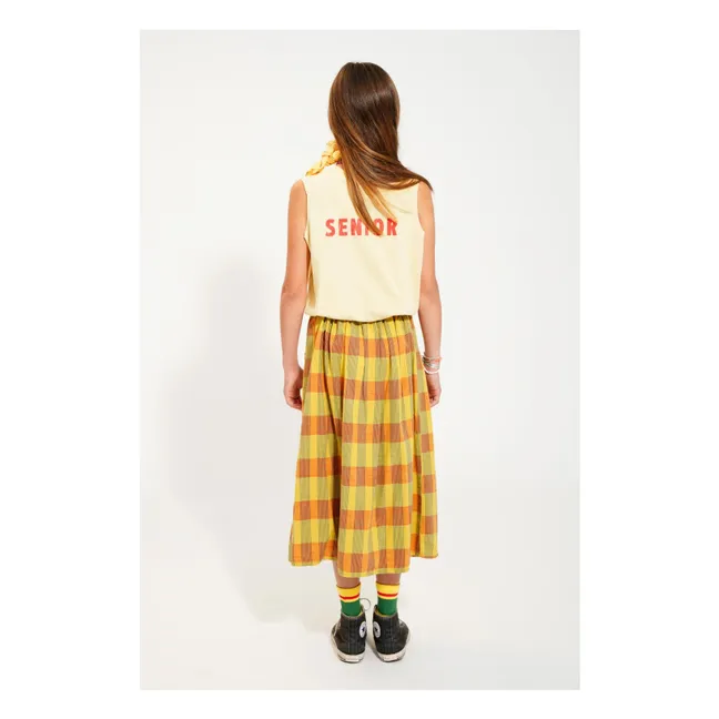 Jupe Carreaux Coton Bio | Jaune moutarde
