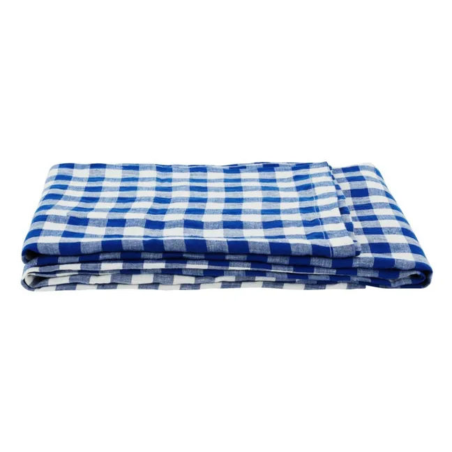 Nappe en lin lavé Vichy | Bleu