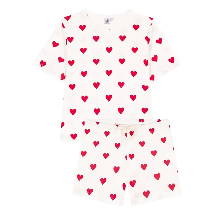 Pyjama Short Cœurs - Collection Femme  | Blanc- Image produit n°0