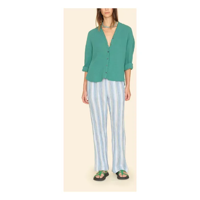 Pantalón Dylan Rayas de gasa de algodón | Azul