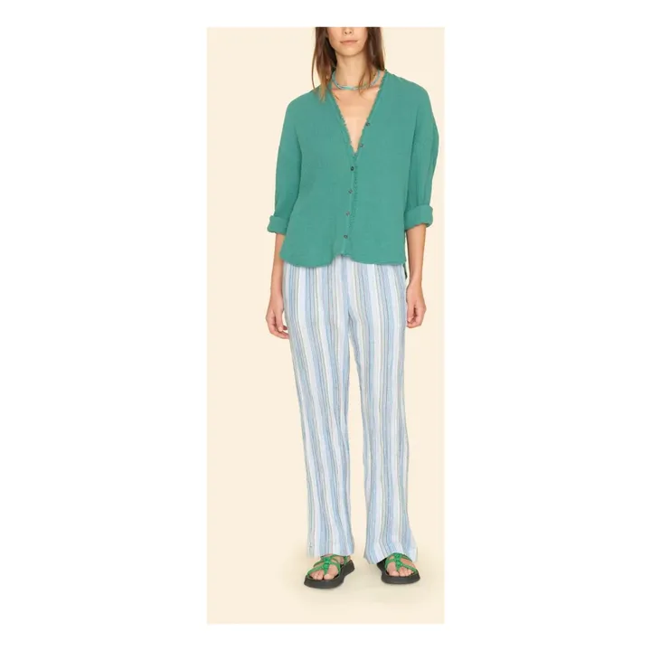 Pantalon Dylan Rayures Gaze de Coton | Bleu- Image produit n°1