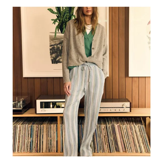 Pantalon Dylan Rayures Gaze de Coton | Bleu