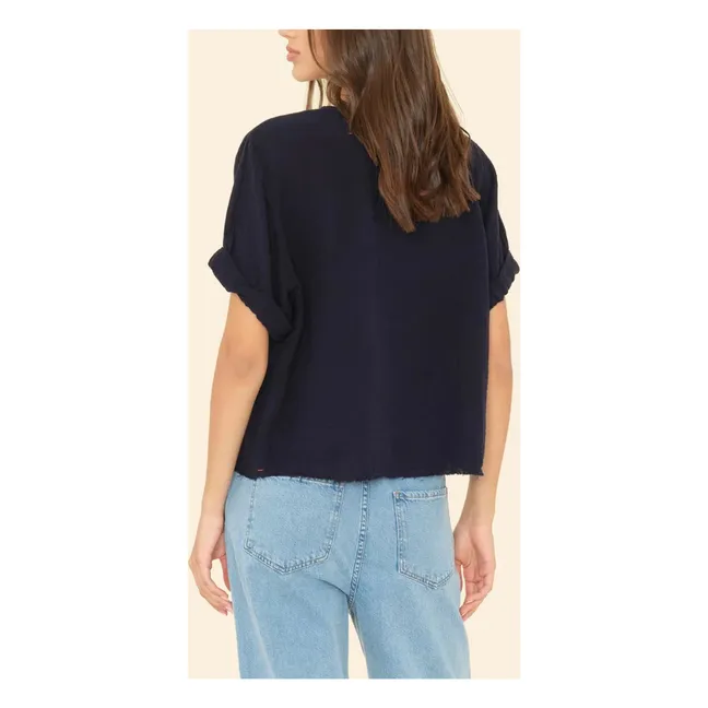 Top in garza di cotone Carson | Blu scur