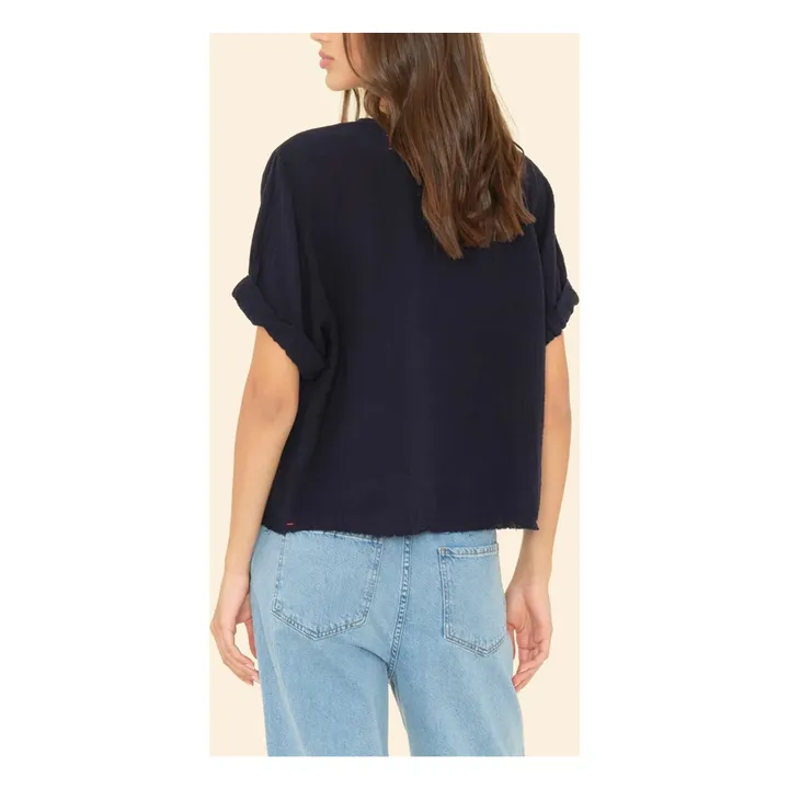 Top Carson Gaze de Coton | Bleu foncé- Image produit n°2