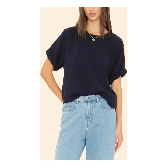Top in garza di cotone Carson | Blu scur