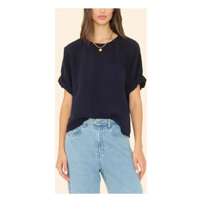 Top in garza di cotone Carson | Blu scur