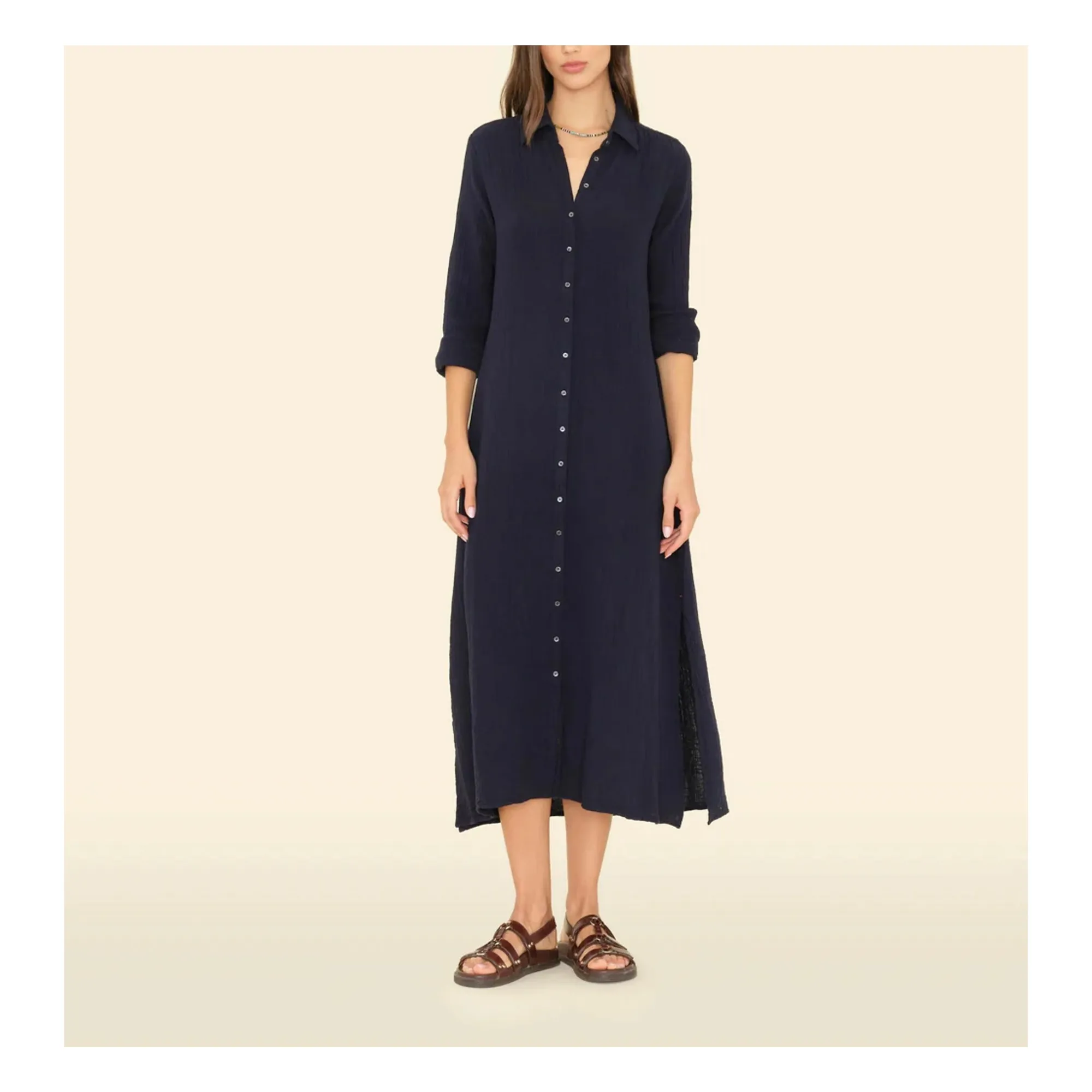 Xirena Dark Blue Boden Cotton Gauze Dress