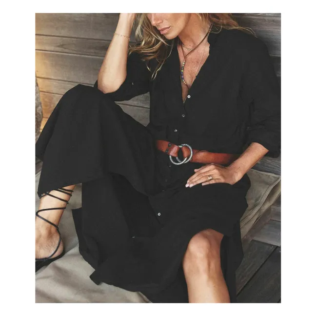 Vestido de gasa de algodón Boden | Negro