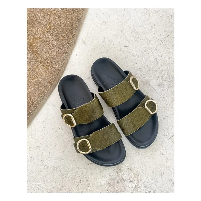 Sandales Double Boucles | Vert olive